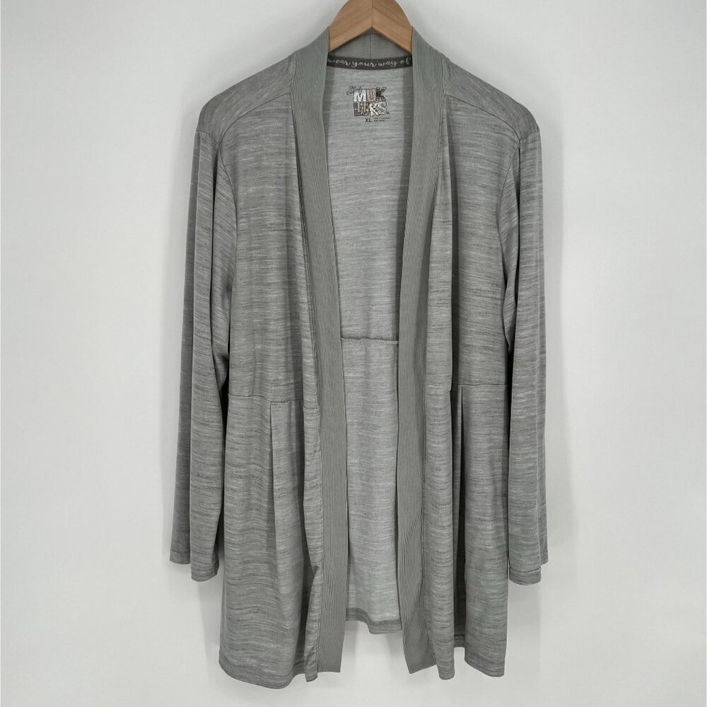 Muk Luks Womens Open Front Cardigan Sweater Size XL‎ Gray Long Sleeve Comfy Cozy